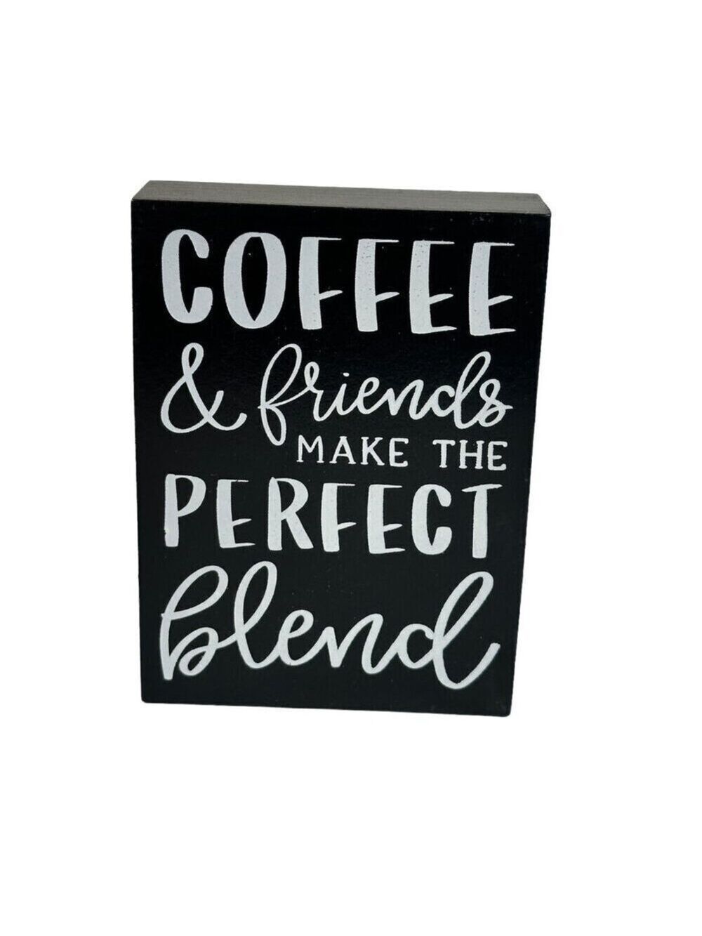 Farmhouse Coffee Mini  Sign Free Standing Tiered Tray Decor Kitchen Black White